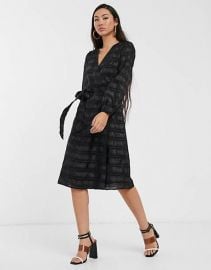 Glamorous midi wrap dress with volume sleeves in organza check   ASOS at Asos